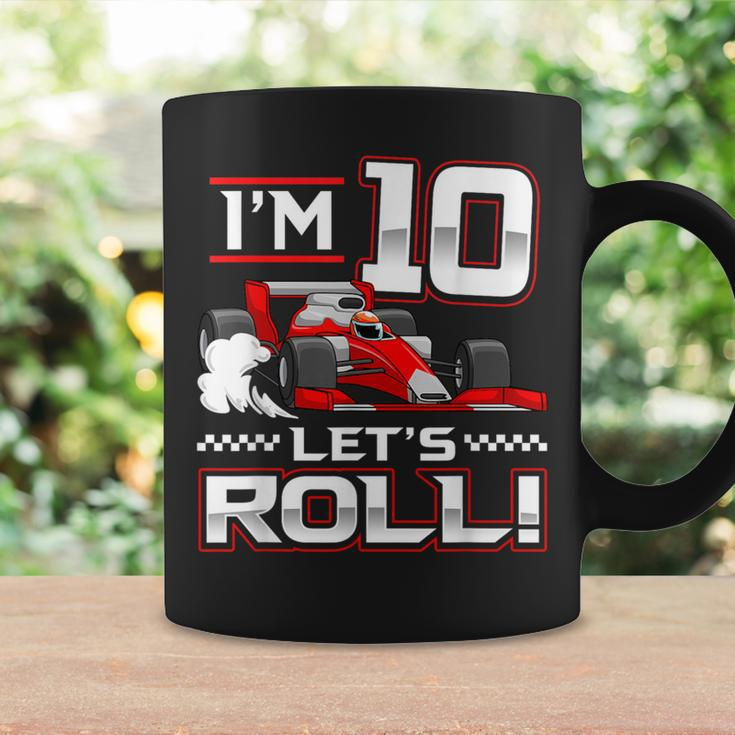 10Th Birthday Race Car 10 Year Old Let's Roll Toddler Boy Coffee Mug Gifts ideas