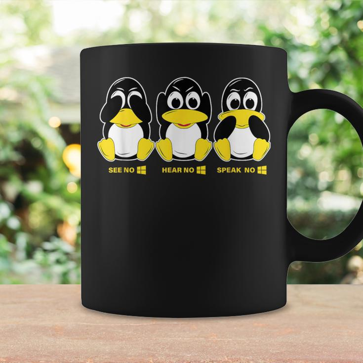 3 Linux Penguins Hörre Sehen Sprechen Kein Win Informatiker Tassen Geschenkideen