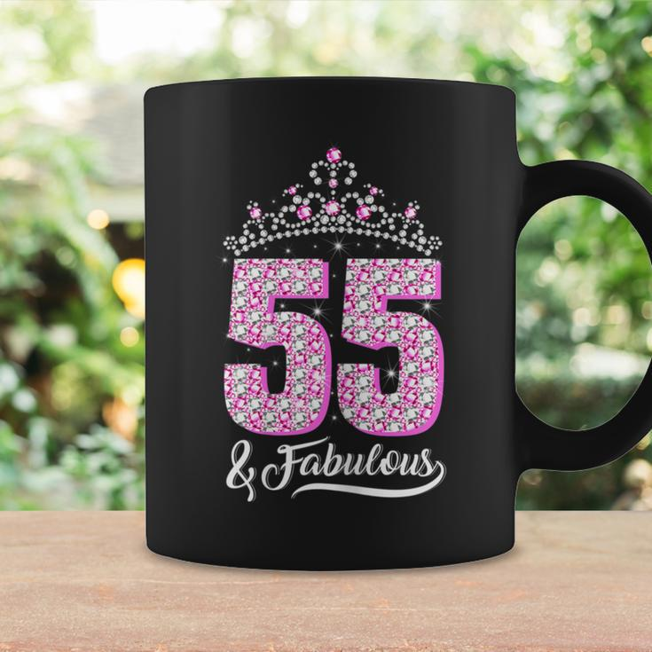 55 And Fabulous 55Th Birthday 55 Yrs Crown Pink Coffee Mug Gifts ideas