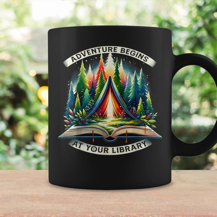 Adventure Begins At Your Library Outdoor Activities Reading Coffee Mug Gifts ideas