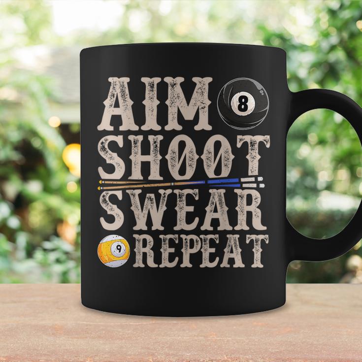 Aim Shoot Swear Repeat Pool Billards Coffee Mug Gifts ideas