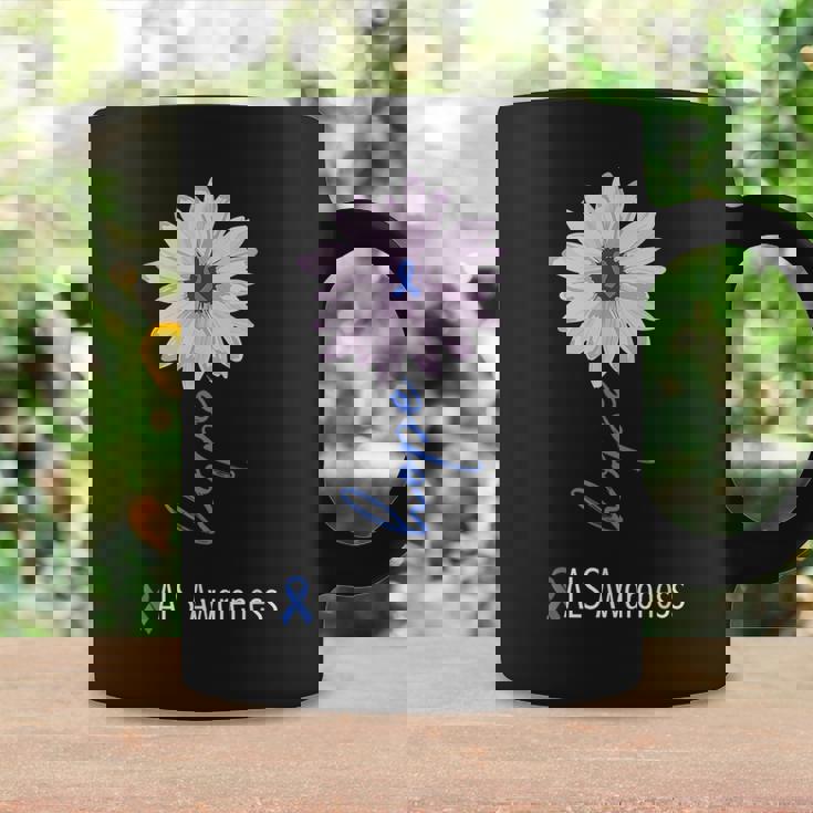Als Awareness Month Blue Sunflower Ribbon Als Warrior Coffee Mug Gifts ideas