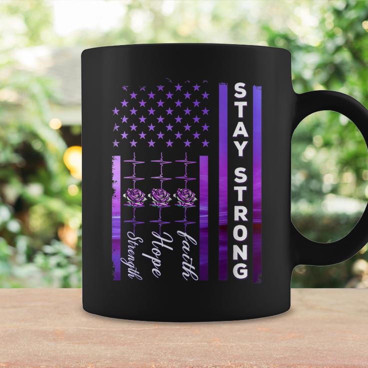 Alzheimer's Awareness Purple Ribbon Distressed American Flag Coffee Mug Gifts ideas