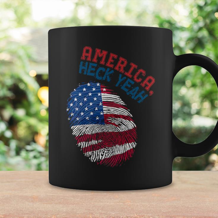 America Heck Yeah Fingerprint Flag Patriotic Usa Coffee Mug Gifts ideas