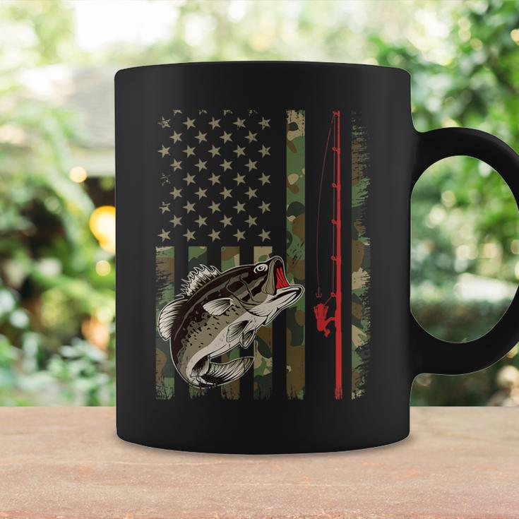 American Flag Fishing Rod Grunge Camouflage Largemouth Bass Coffee Mug Gifts ideas