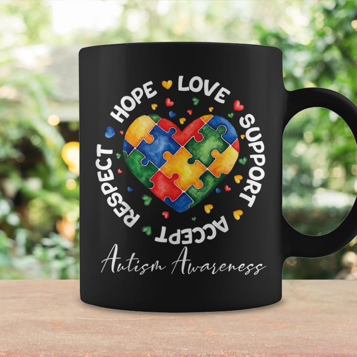 Autism Awareness Love Heart Puzzle Pieces Coffee Mug Gifts ideas