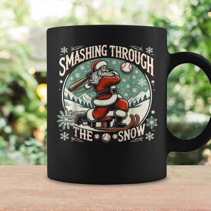 Baseball Player Christmas Santa Smashing Through The Snow Coffee Mug Gifts ideas