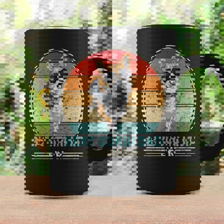 Best Corgi Dad Ever Retro Vintage Années 60 70 Coucher De Soleil Tasse Idées cadeaux