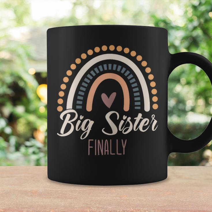 Big Sister Finally 2024 Girls Boho Rainbow Big Sis Sibling Coffee Mug Gifts ideas