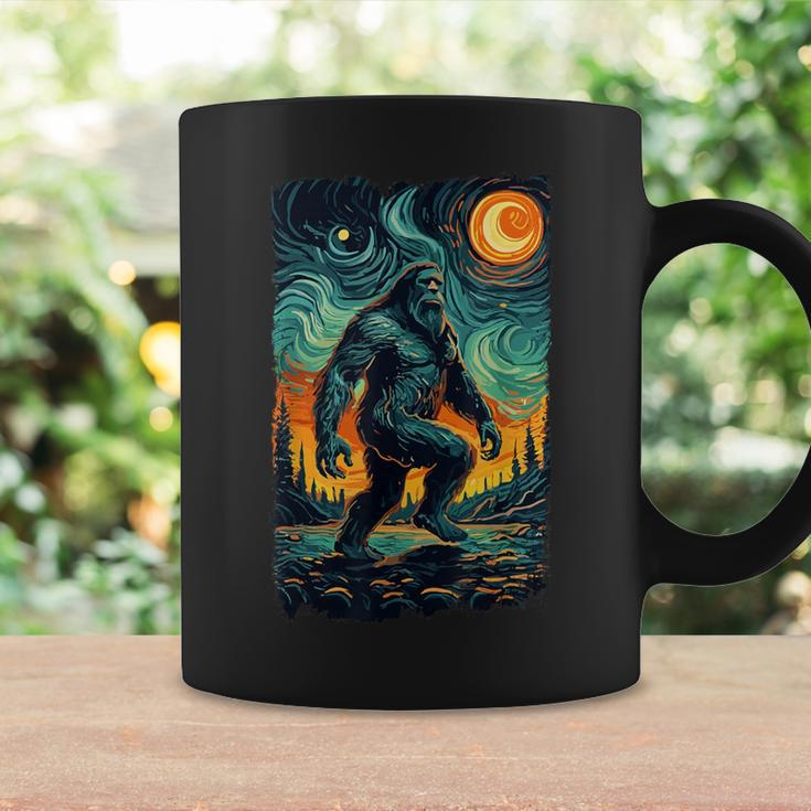 Bigfoot Starry Night Sasquatch Van Gogh Sky Painting Coffee Mug Gifts ideas