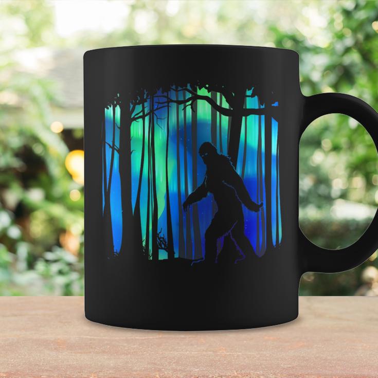 Bigfoot Walking Northern Lights Aurora Forest Coffee Mug Gifts ideas