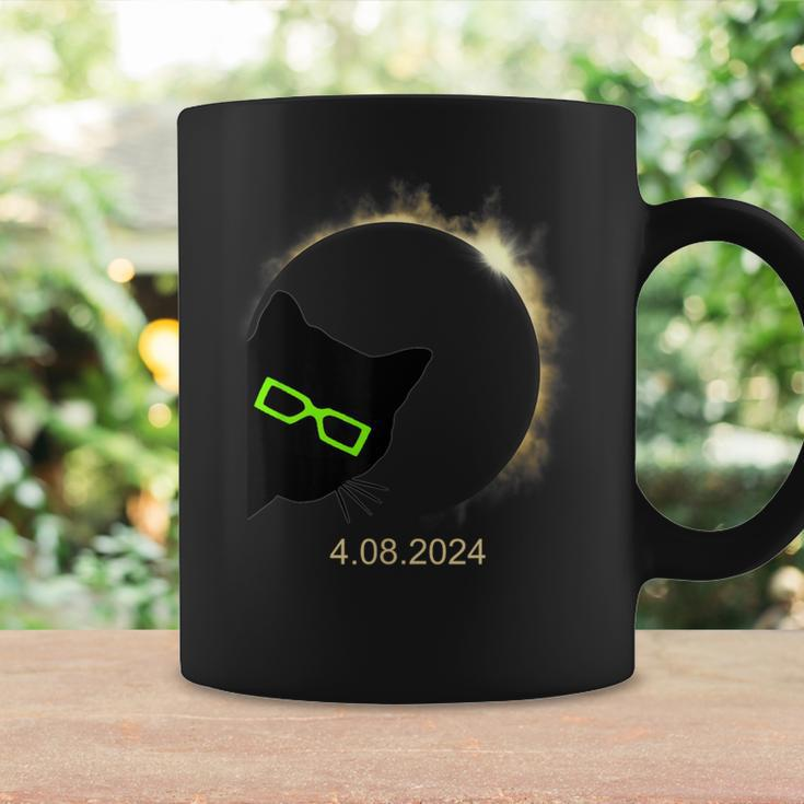 Black Cat Wearing Solar Eclipse Glasses 2024 Solar Eclipse Coffee Mug Gifts ideas