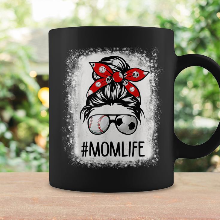 Bleached Mom Life Soccer Messy Bun Baseball Game Day Coffee Mug Gifts ideas