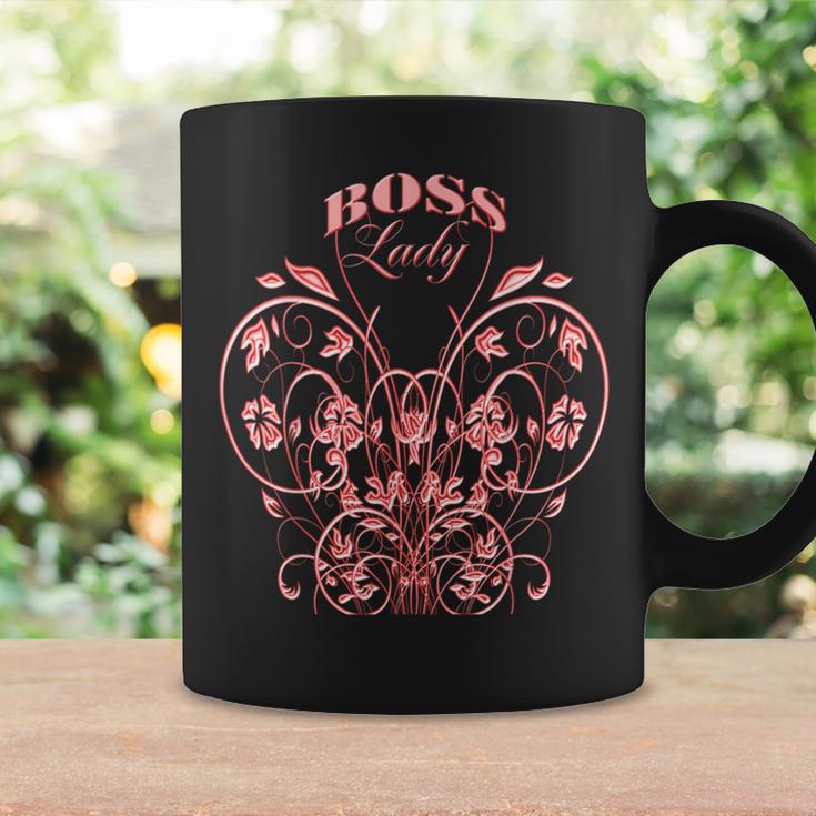 Boss Lady Pink Floral Butterfly Swirl Coffee Mug Gifts ideas