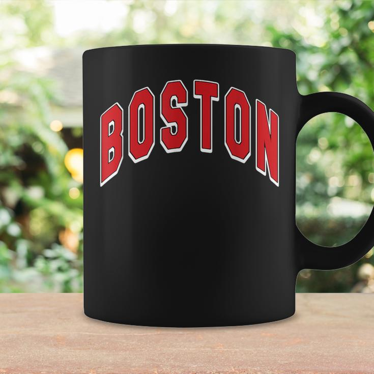 Boston Varsity Style Red Text With White Outline Coffee Mug Gifts ideas