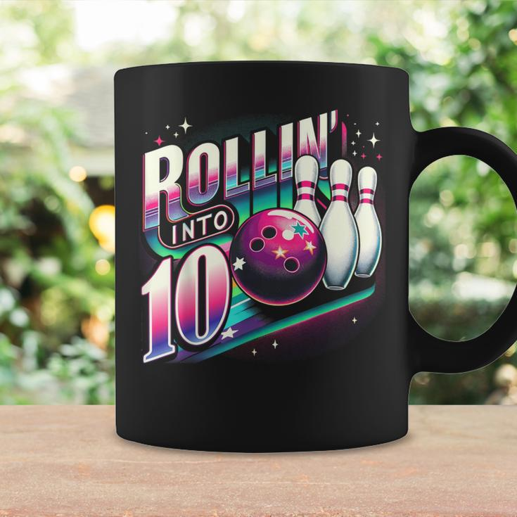 Bowling Birthday Rollin Into 10 Party 10Th Bday Retro Girl Coffee Mug Gifts ideas