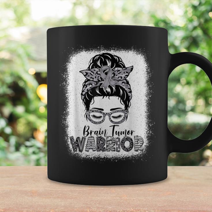 Brain Tumor Warrior Messy Bun Brain Tumor Awareness Coffee Mug Gifts ideas