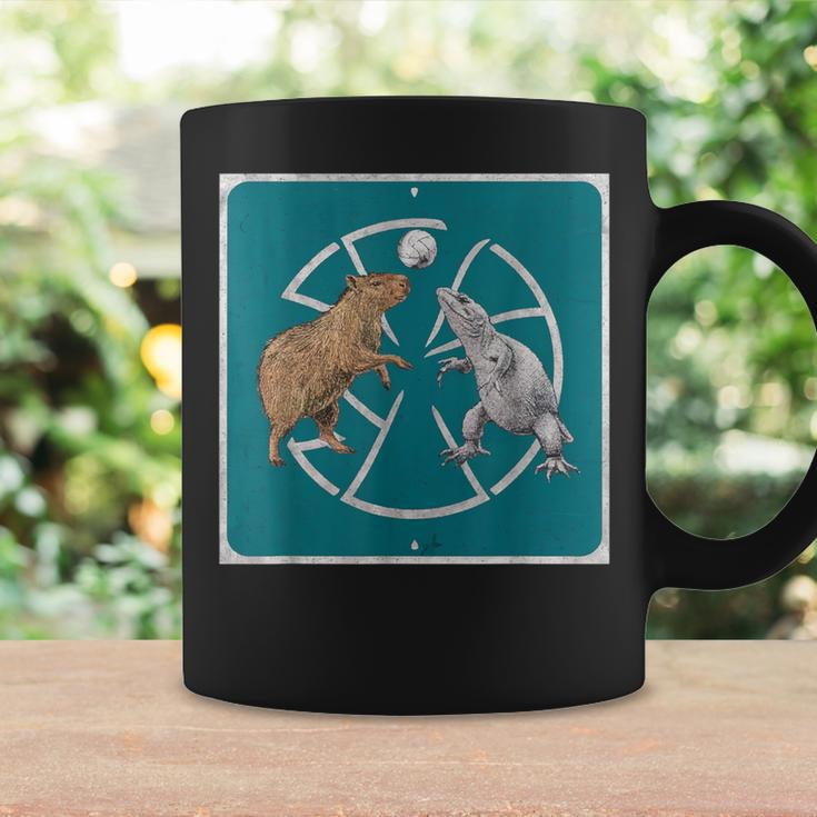 Capybara Vs Tuatara Vintage Animal Playing Volleyball Cute Coffee Mug Gifts ideas