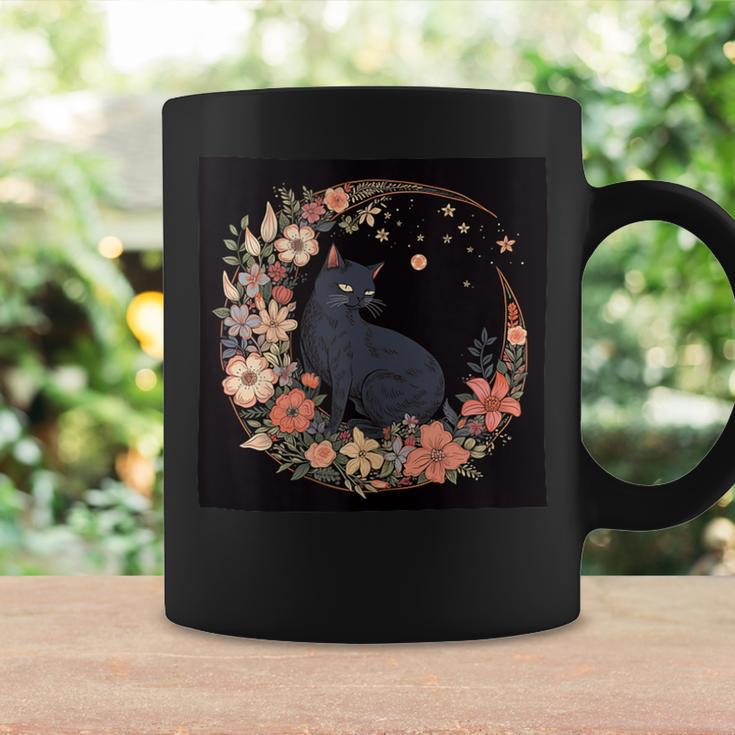 Cat Moon Floral Flowers Graphic Coffee Mug Gifts ideas