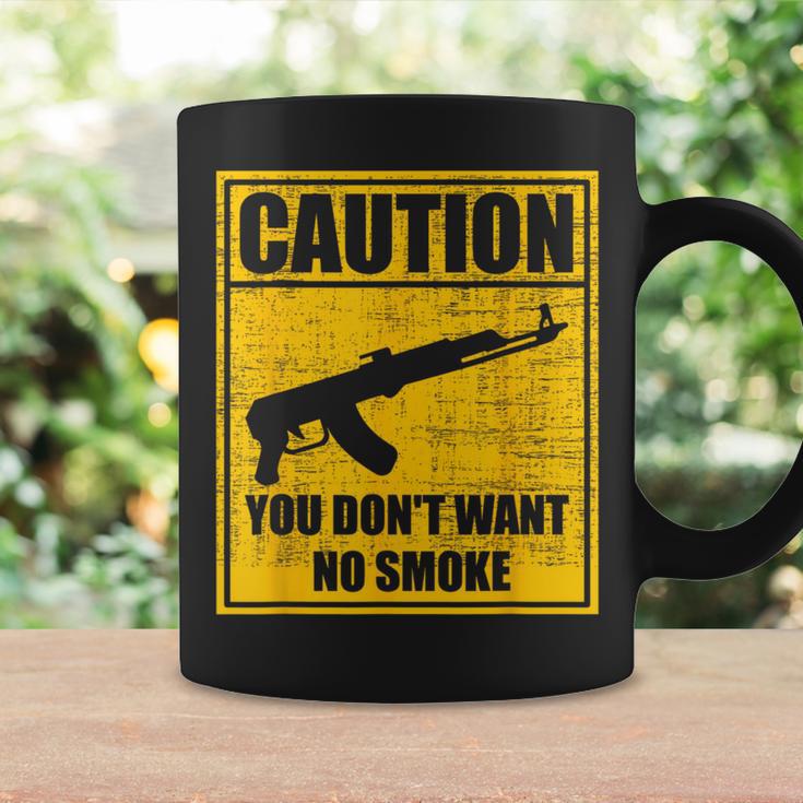 Caution You Don't Want No Smoke Mini Draco Ak-47 Rifle Gun Coffee Mug -  Monsterry