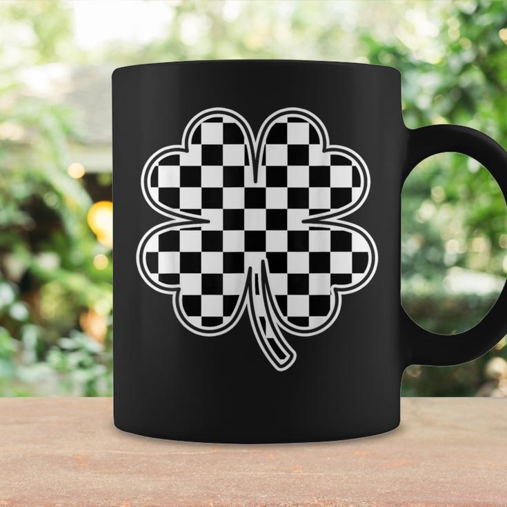Checkered Four Leaf Clover Race Car Gamer St Patrick's Day Coffee Mug Gifts ideas
