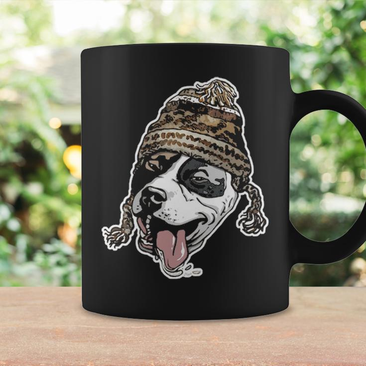 Chillin' Pit Bull Wearing Winter Beanie Coffee Mug Gifts ideas