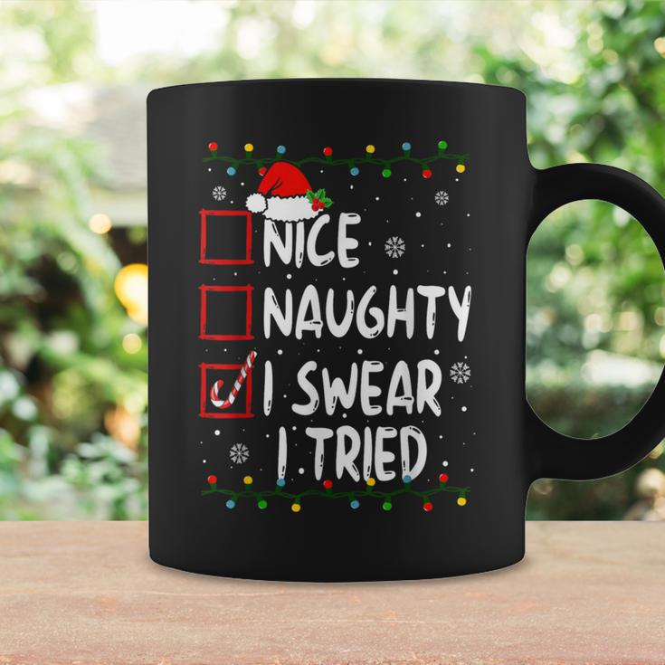 Christmas Nice Naughty I Swear I Tried Xmas List Coffee Mug Gifts ideas