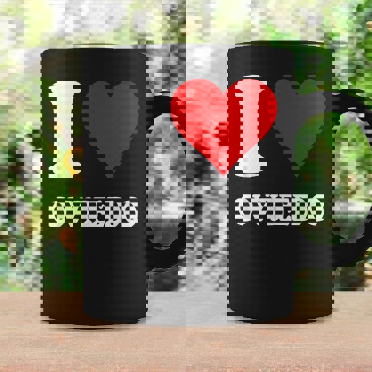 Corazón Rojo Me Encanta Oviedo Taza de café Ideas de regalos