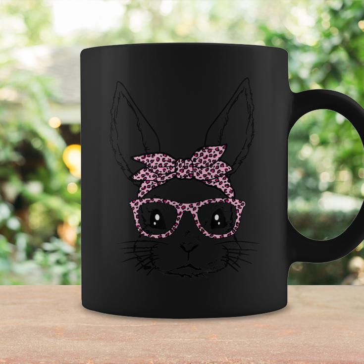 Cute Bunny Rabbit Face With Leopard Glasses Bandana Easter Coffee Mug Gifts ideas
