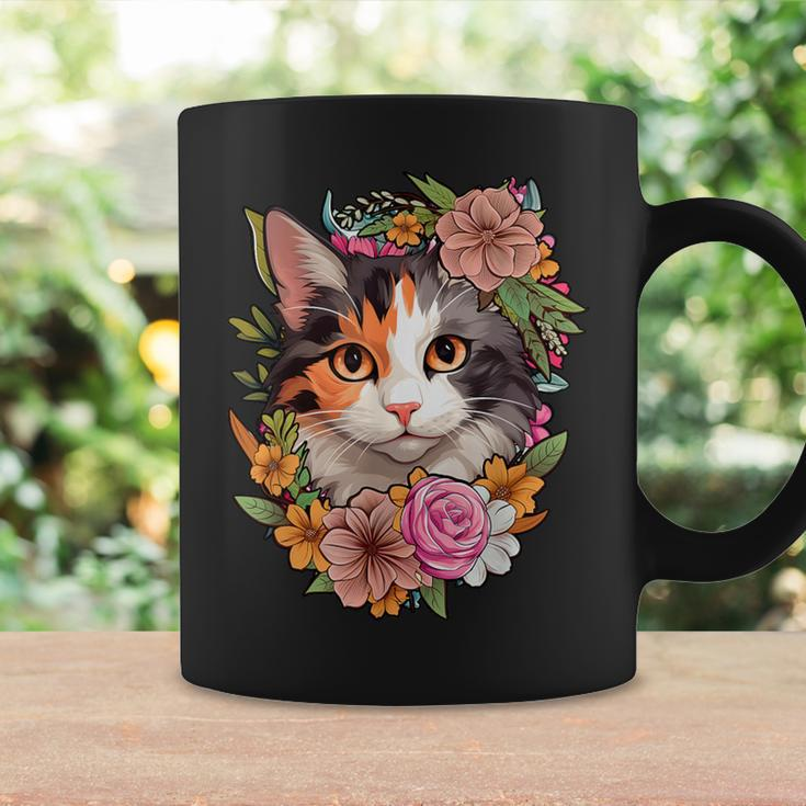 Cute Floral Calico Cat Coffee Mug Gifts ideas