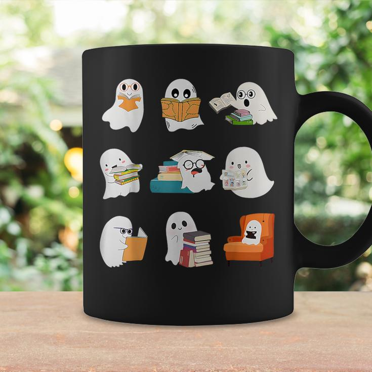 Cute Ghost Reading Librarian Book Lover Halloween Coffee Mug Gifts ideas