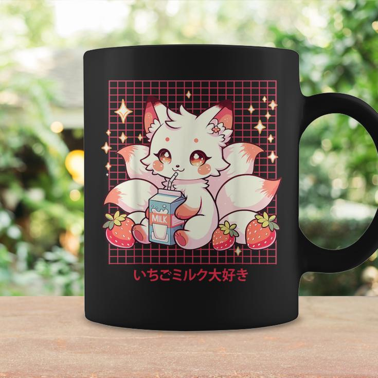 Cute Kitsune Japanese Anime Fox Kawaii Strawberry Milk Coffee Mug Gifts ideas