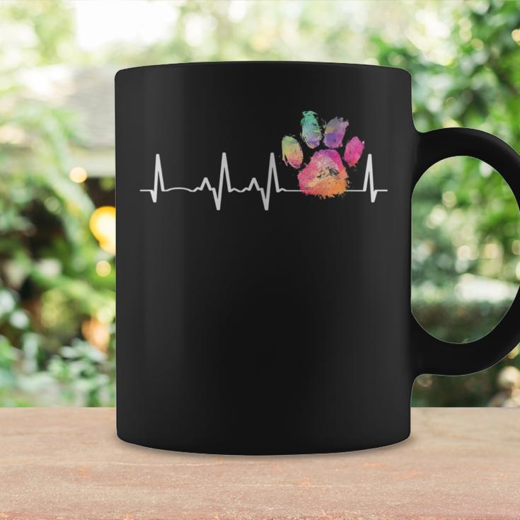 Cute Veterinarian Rainbow Paw Print Heartbeat Vet Tech Coffee Mug Gifts ideas