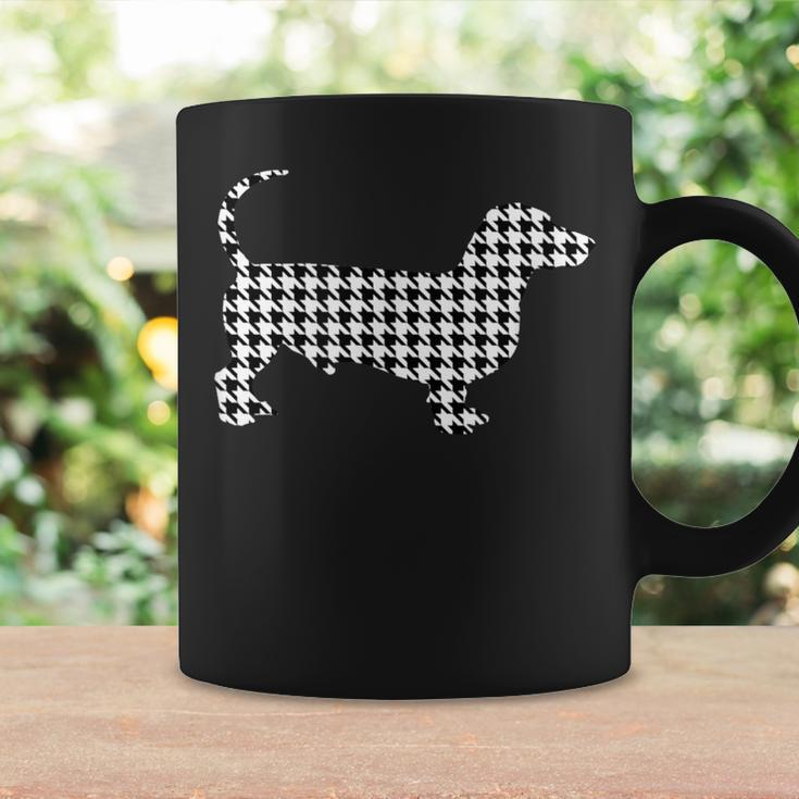 Dachshund Weenie Dog Houndstooth Pattern Black White Coffee Mug Gifts ideas