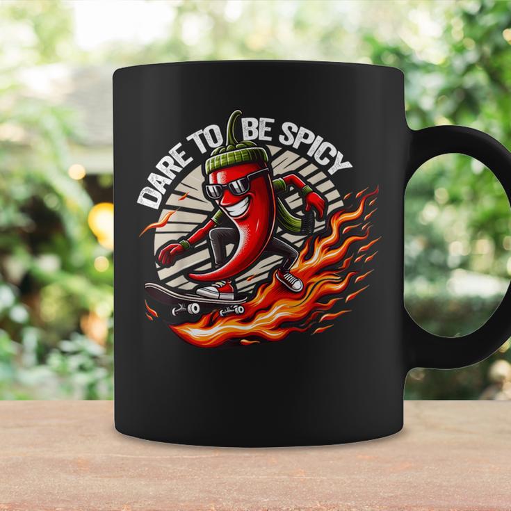 Dare To Be Spicy Chili Pepper Skateboarder Spice Lover Coffee Mug Gifts ideas