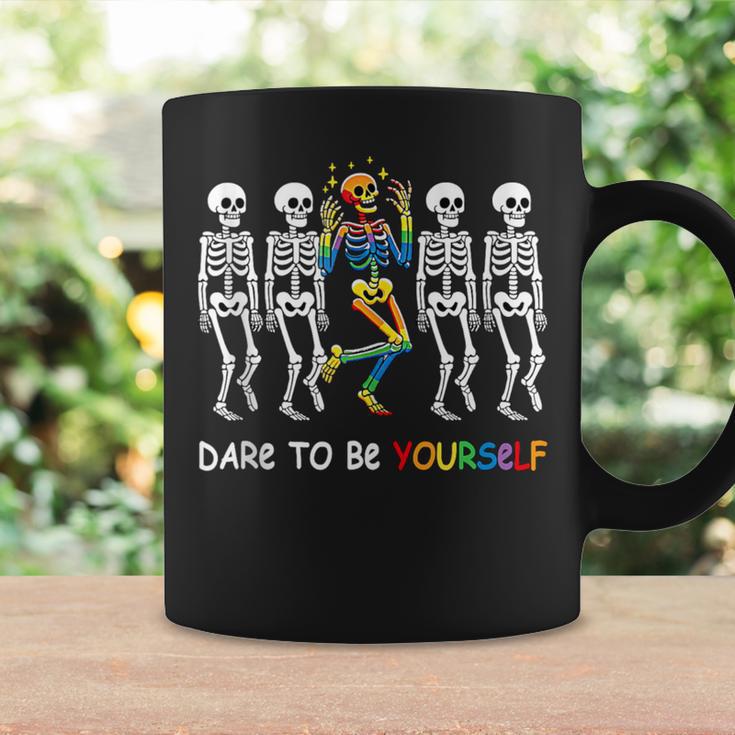 Dare To Be Yourself Rainbow Skeleton Lgbt Pride Month Coffee Mug Gifts ideas