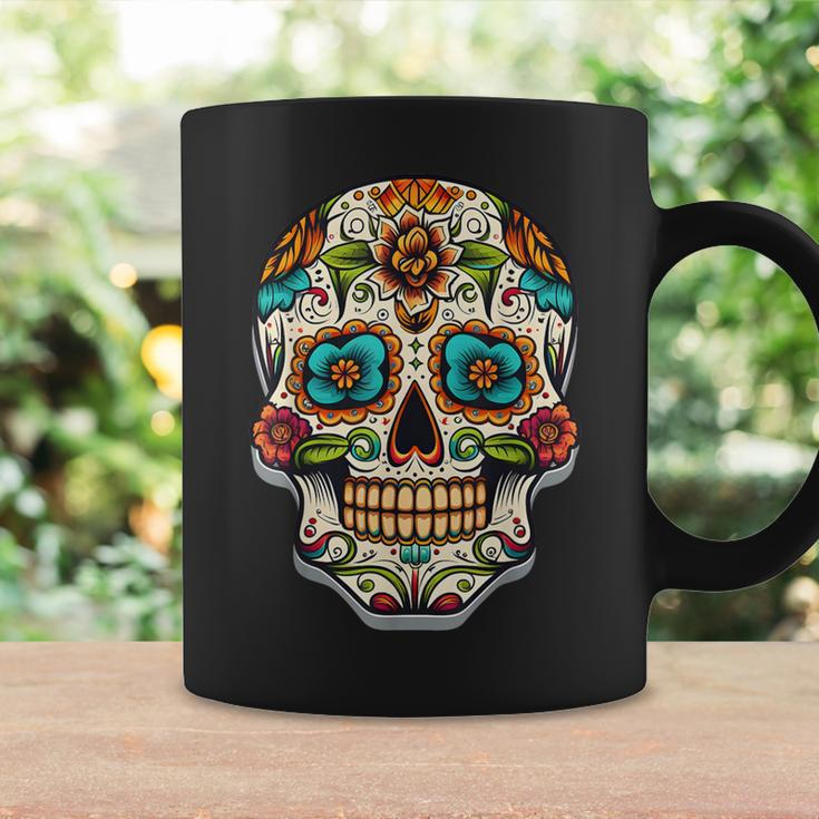 Day Of Dead Sugar Skull Floral Skeleton Head Bone Skull Coffee Mug Gifts ideas