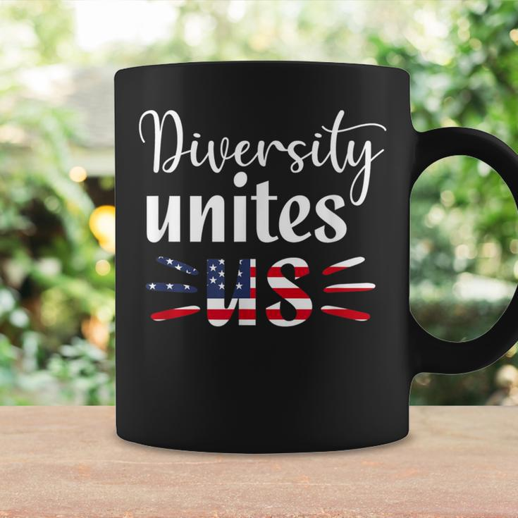 Diversity Unites Us Patriotic American Flag Anti-Racism Coffee Mug Gifts ideas
