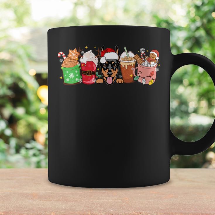 Dobermann Und Kaffeeliebhaber Mama Papa Weihnachten Neujahr Grafik Mit-Ausschnitt Tassen Geschenkideen