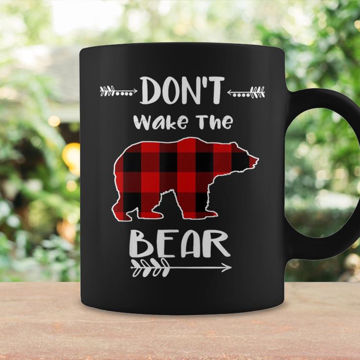 Don't Wake The Bear Black & Red Buffalo Plaid Bear Coffee Mug Gifts ideas