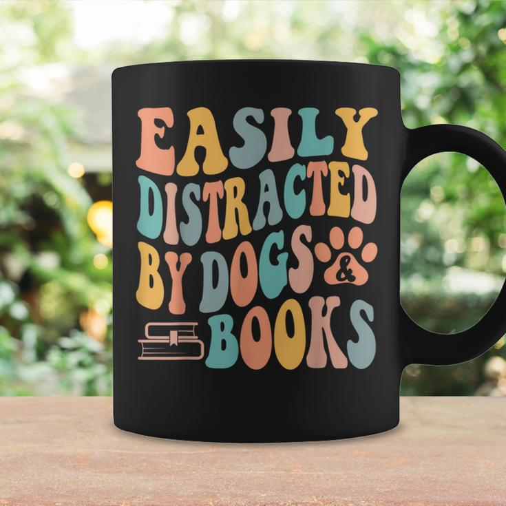 Easily Distracted By Dogs & Books Animals Book Lover Groovy Coffee Mug Gifts ideas