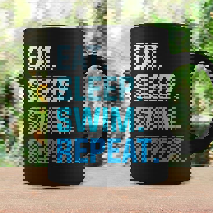 Eat Sleep Swim Repeat Natación Taza de café Ideas de regalos
