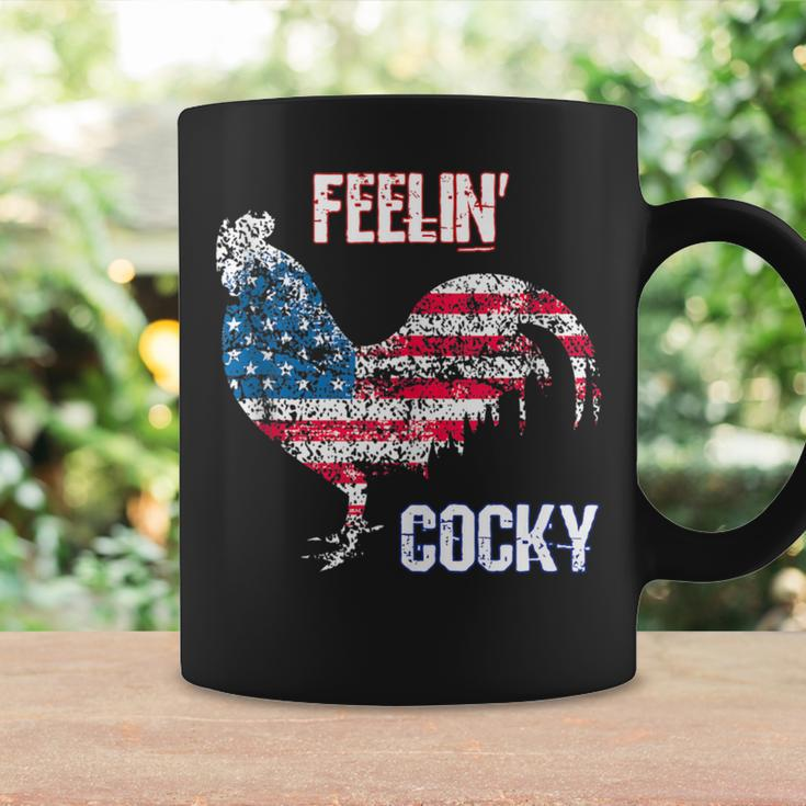 Feelin Cocky Rooster Pun Usa Flag Patriotic 4Th Of July Coffee Mug Gifts ideas