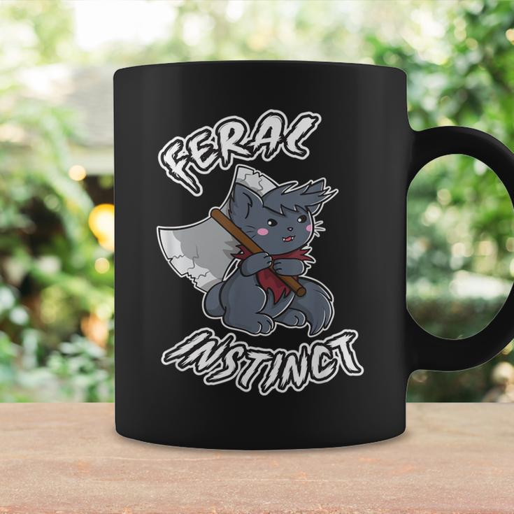 Feral Instinct Barbarian Video Gamer Cat Wields Battle Axe Coffee Mug Gifts ideas