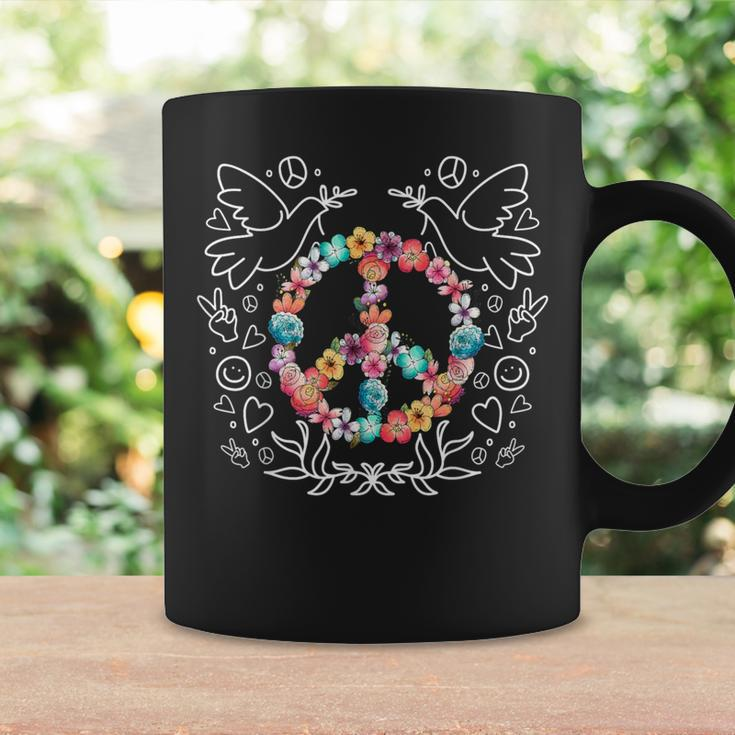 Floral Peace Sign Love 60S 70S Tie Die Hippie Costume Coffee Mug Gifts ideas