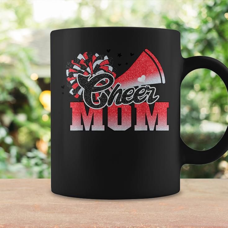 Football Cheer Mom Red Black Pom Leopard Coffee Mug Gifts ideas