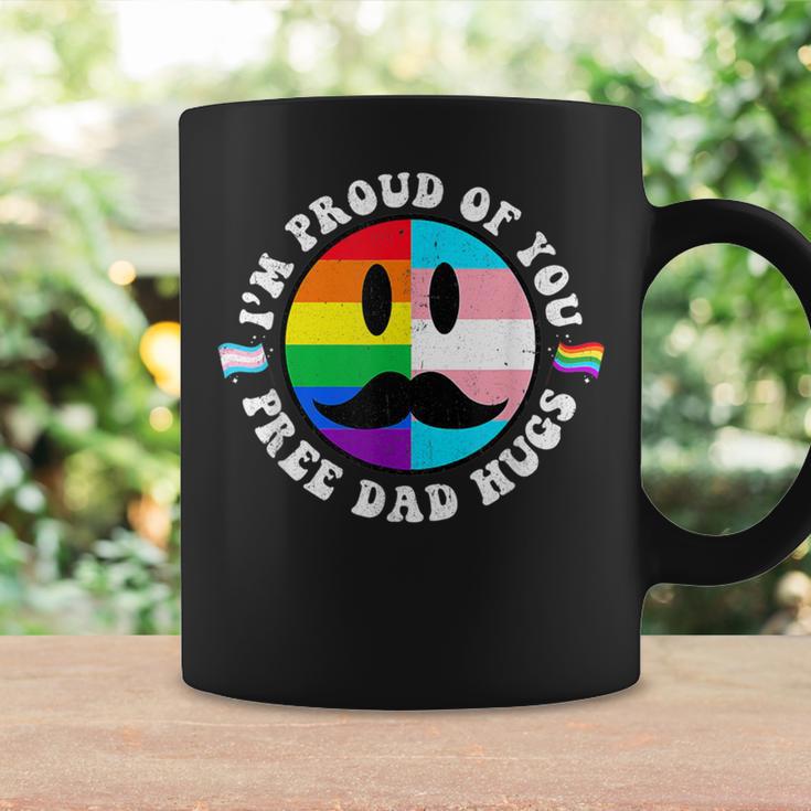 Free Dad Hugs Groovy Hippie Face Lgbt Rainbow TransgenderCoffee Mug Gifts ideas