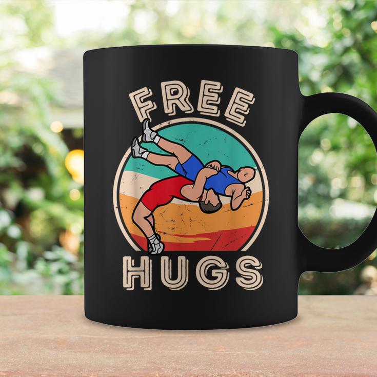 Free Hugs Wrestling Wrestling Coach Vintage Wrestle Coffee Mug Gifts ideas