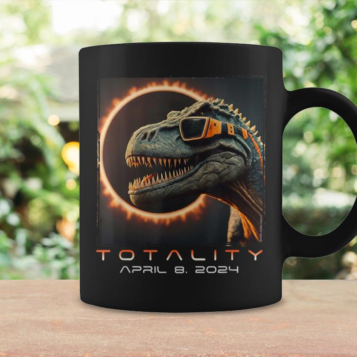 Fun Dinosaur T-Rex Totality April 8 2024 Total Solar Eclipse Coffee Mug Gifts ideas