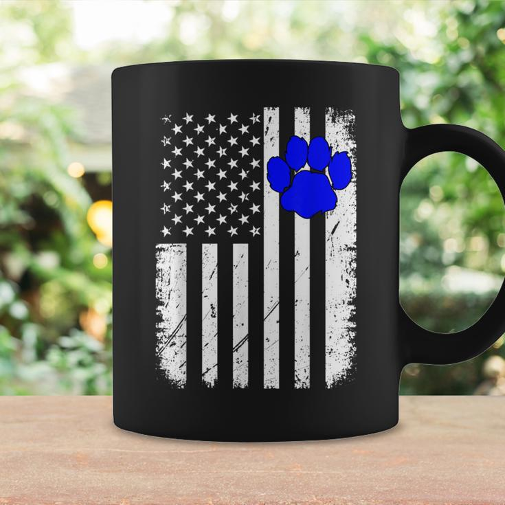 Fun Thin Blue Line Police K9 Dog American Flag Coffee Mug Gifts ideas